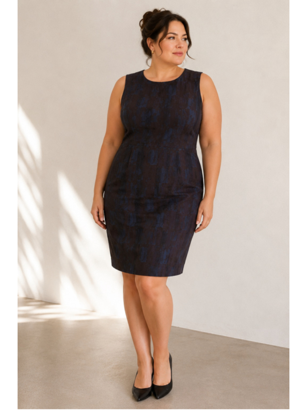 M.M. LaFleur‎ Navy Blue Abstract Print Sheath Dress Size 16